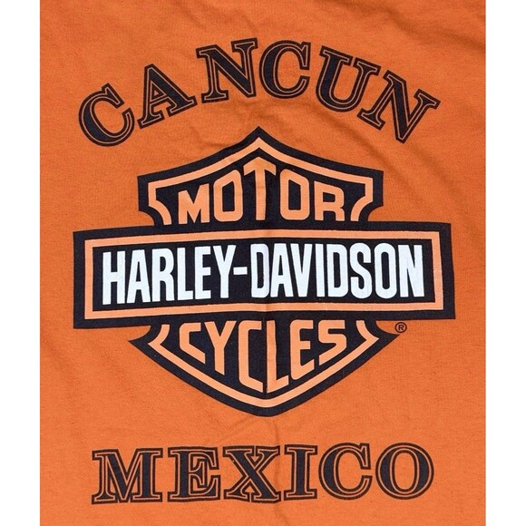 Harley-Davidson Cancun Mexico T-Shirt Orange Unisex Size Large Vintage 90s/2000s - Picture 3 of 9